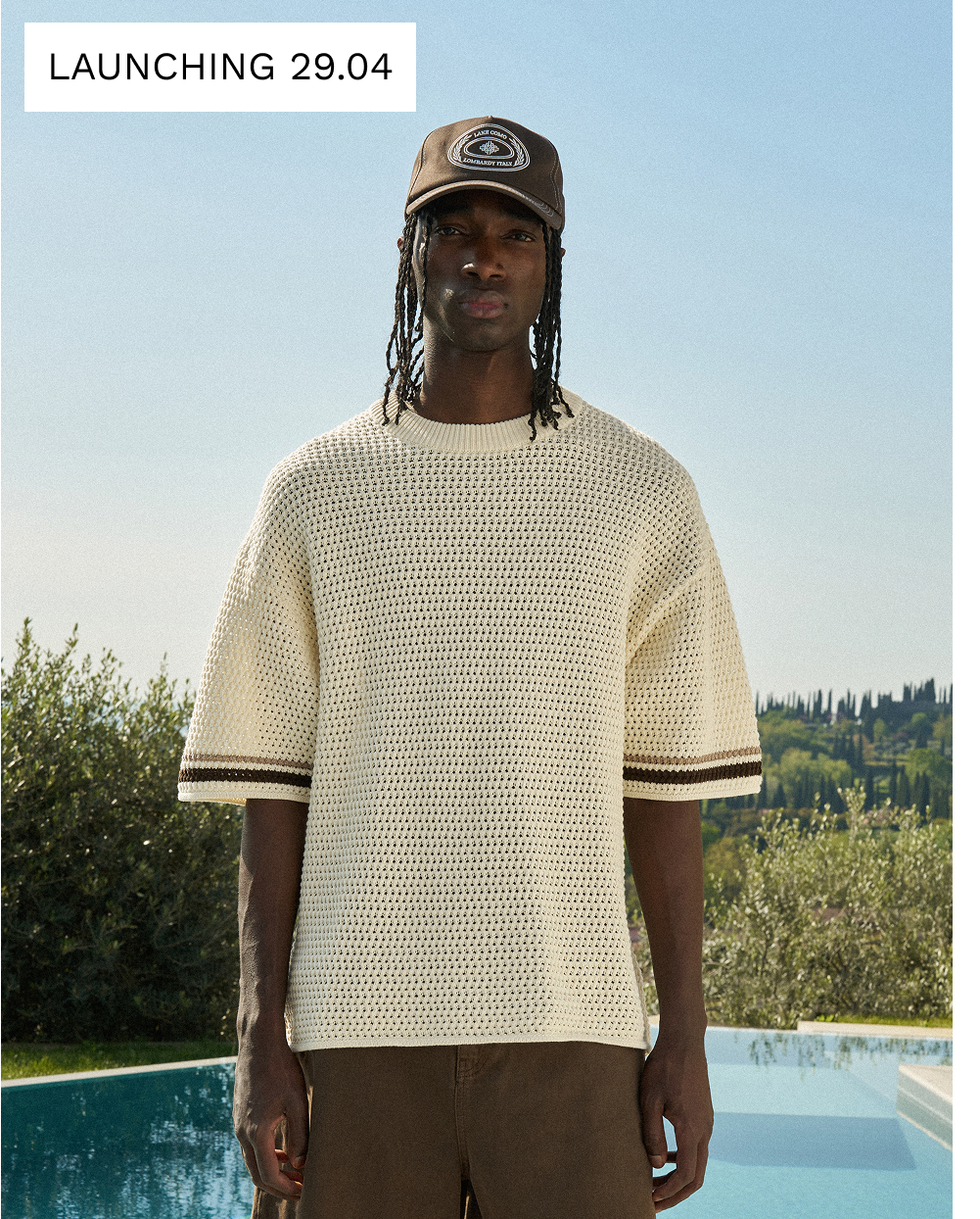 CROCHET KNITTED STRIPE T-SHIRT