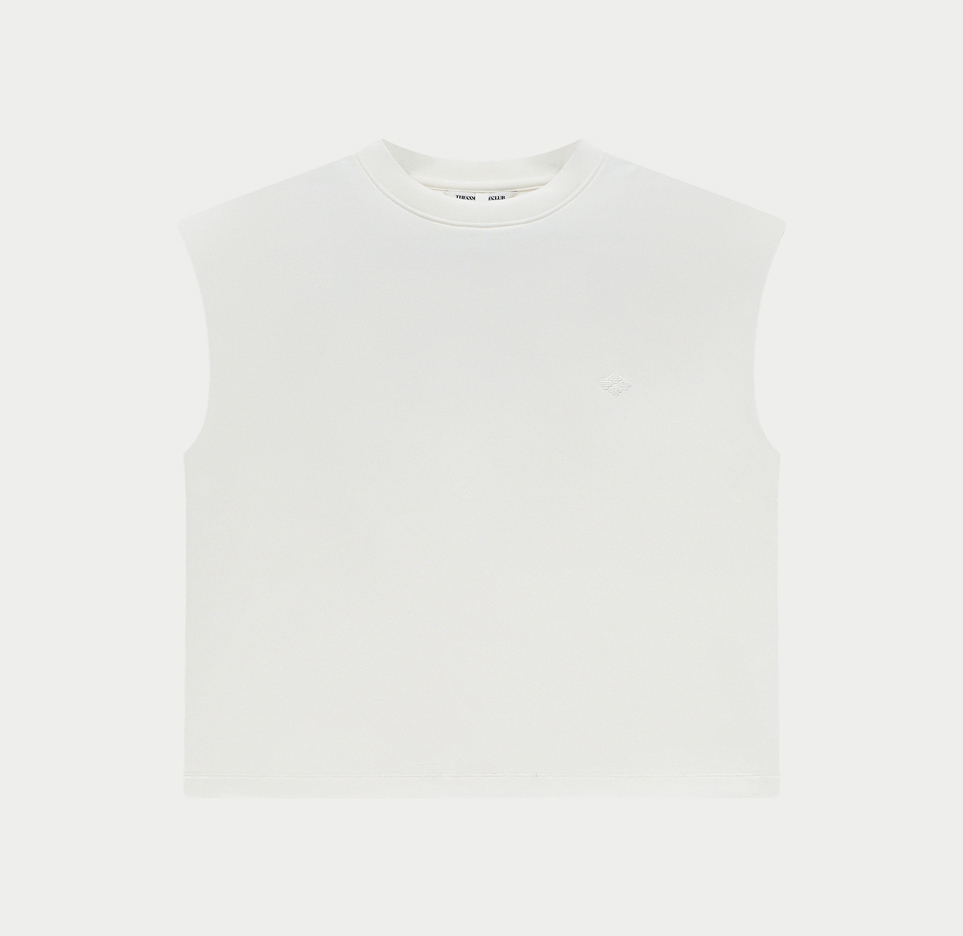 SLEEVELESS SHOULDER PAD T-SHIRT