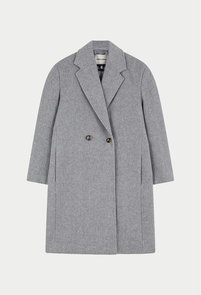HERRINGBONE WOOL LONGLINE DUSTER COAT