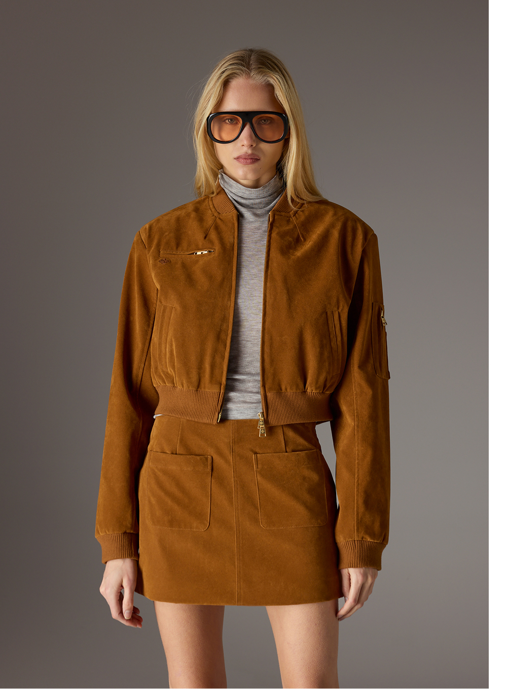 FAUX SUEDE BOMBER JACKET