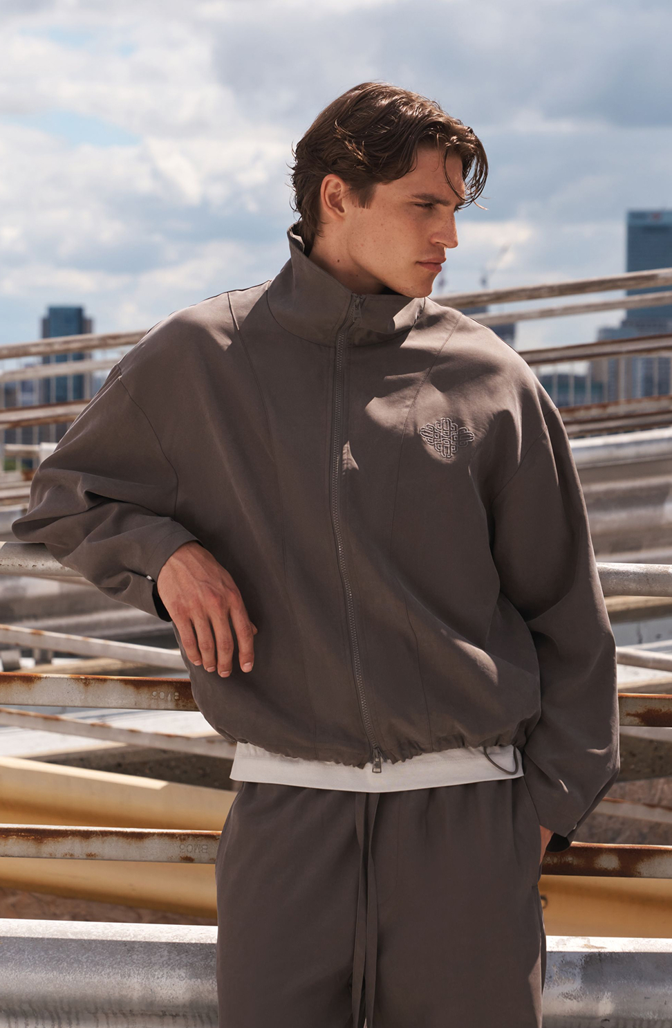 CUPRO FUNNEL NECK ZIP THROUGH