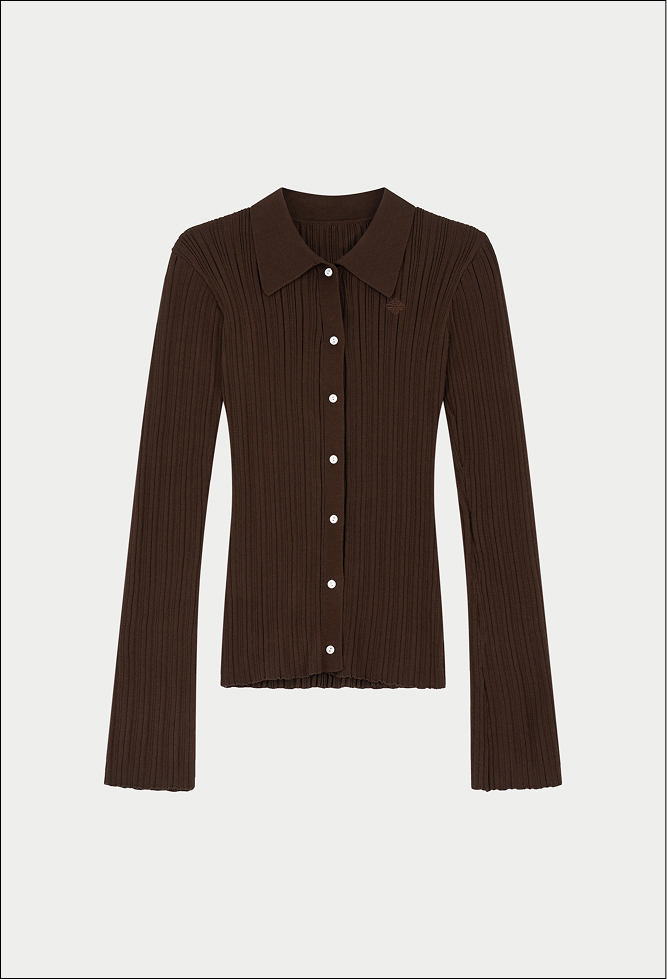 RIBBED KNITTED LONG SLEEVE TOP