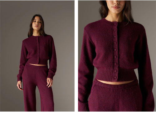 EMBLEM EMBROIDERED KNIT CROP CARDIGAN