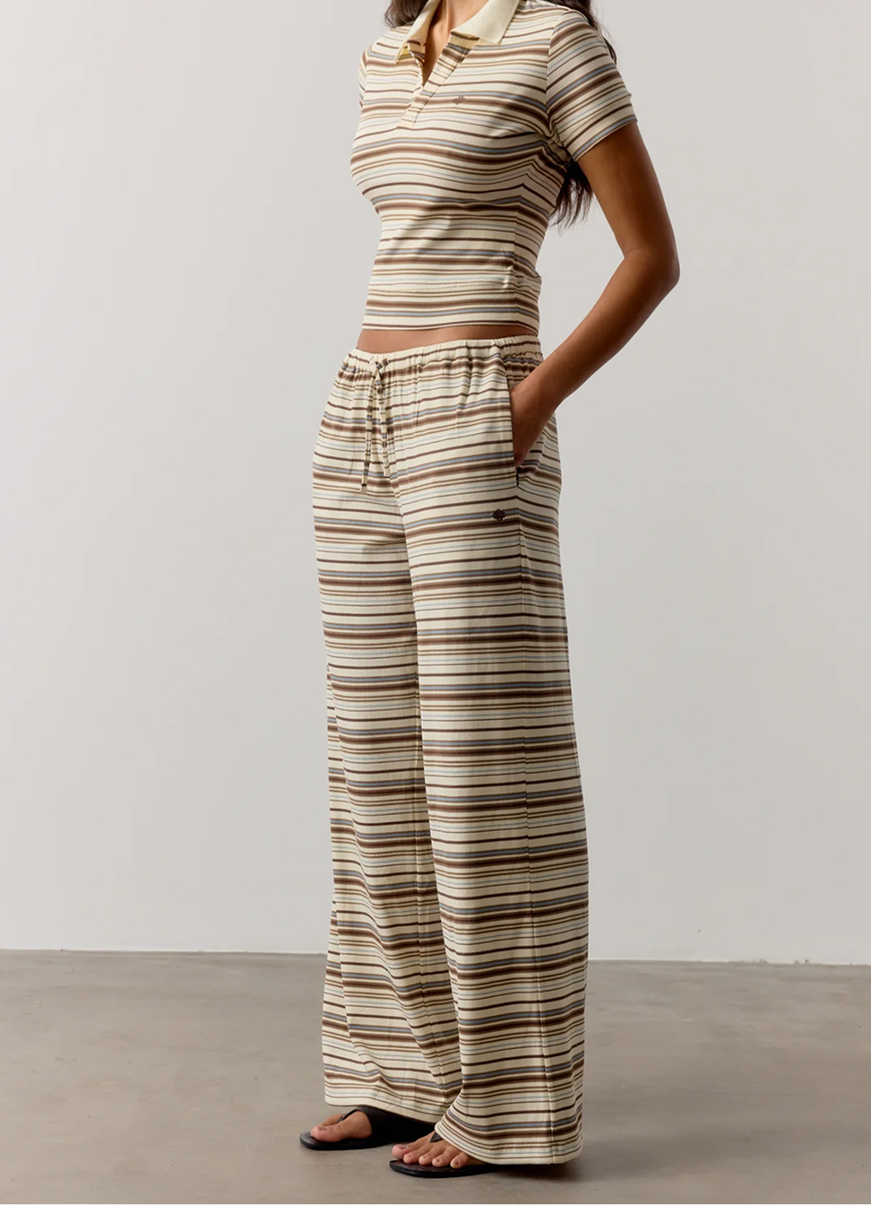STRIPE WIDE LEG TROUSERS