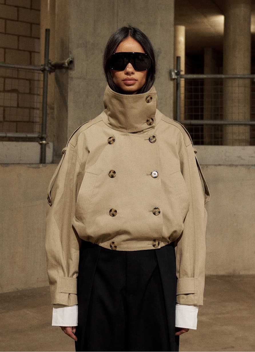 FUNNEL NECK BALLOON HEM SHORT TRENCH