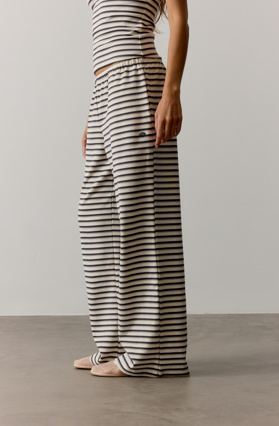 STRIPE BRUSHED COTTON TROUSERS
