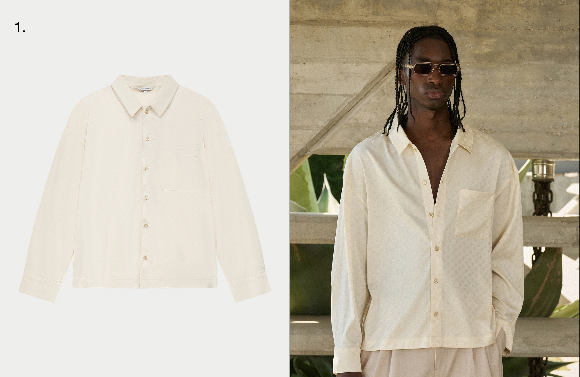 SATIN JACQUARD LONG SLEEVE SHIRT