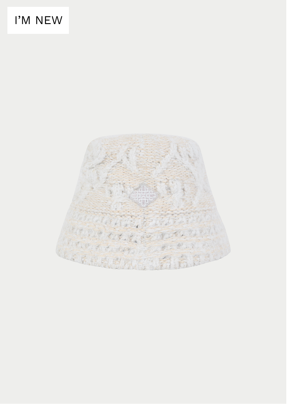 KNITTED EMBLEM BUCKET HAT