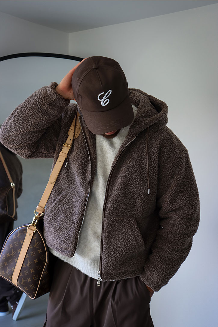 WASHED BORG ZIP THROUGH JACKET