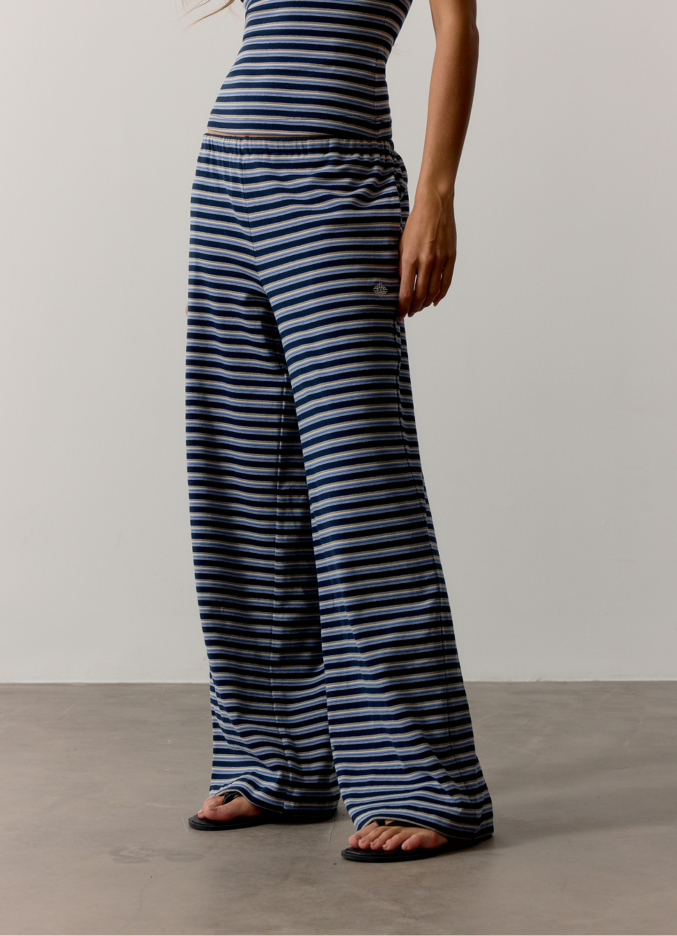 STRIPE BRUSHED COTTON TROUSERS