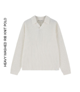 HEAVY WASHED RIB KNIT POLO