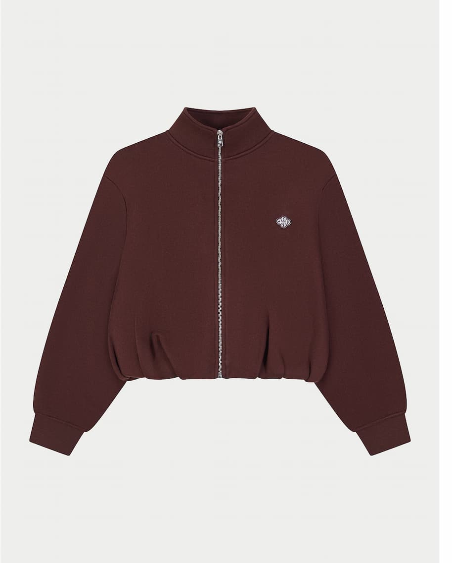 FUNNEL NECK BALLOON HEM ZIP THROUGH