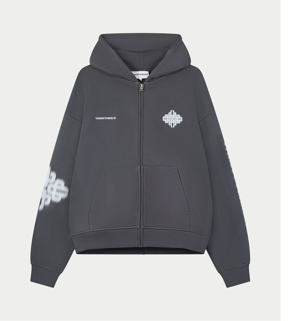 MOTION BLURRED ZIP THROUGH HOODIE