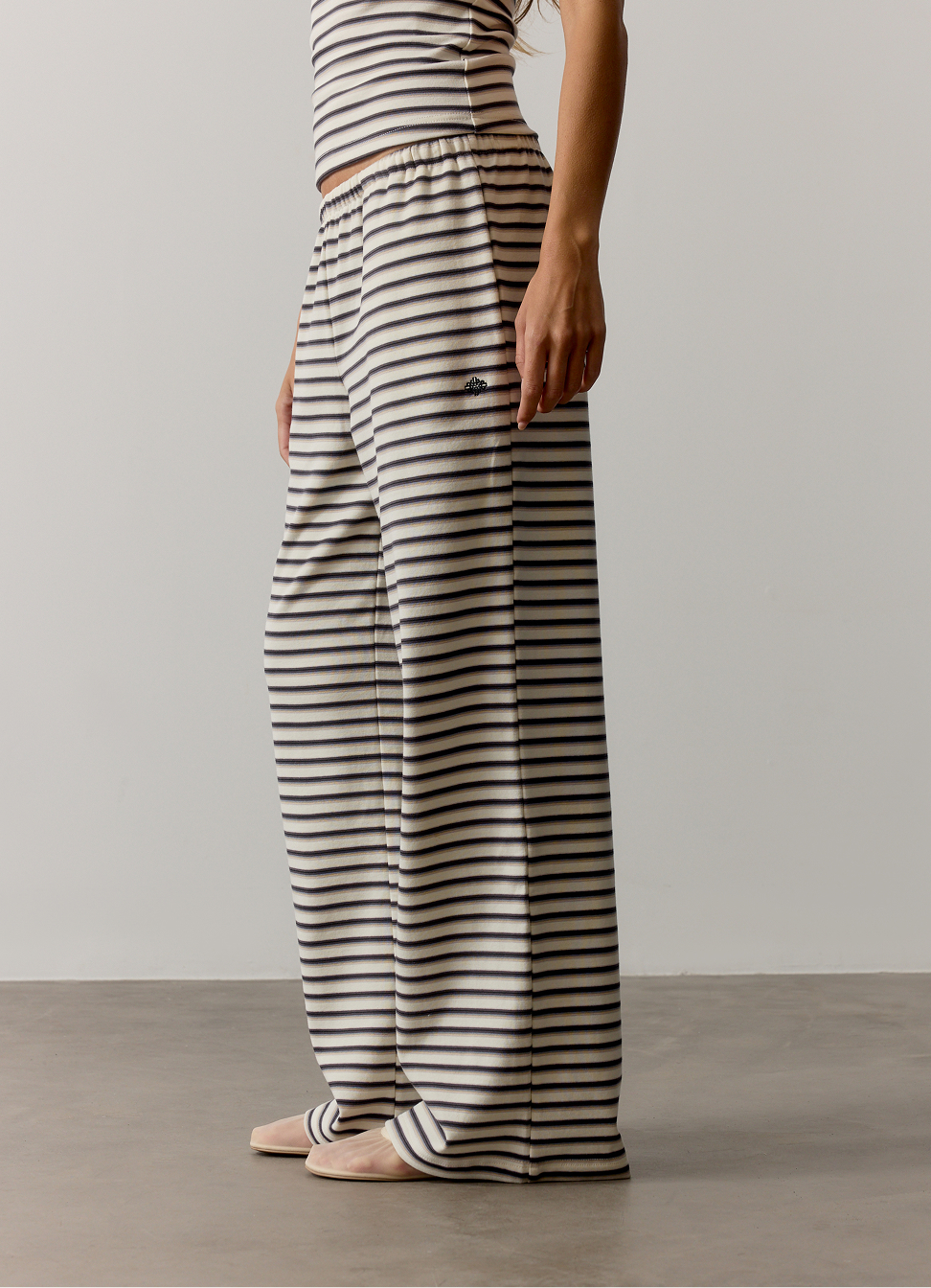 STRIPE BRUSHED COTTON TROUSERS