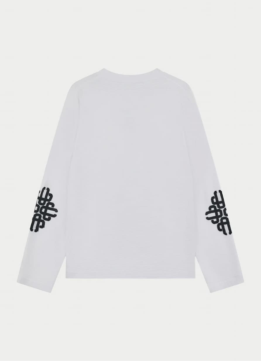 EMBLEM APPLIQUE WAFFLE LONG SLEEVE T-SHIRT