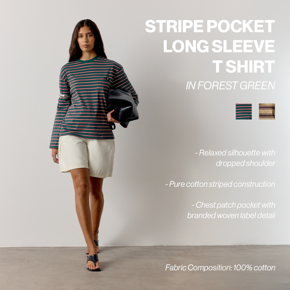 STRIPE POCKET LONG SLEEVE T SHIRT