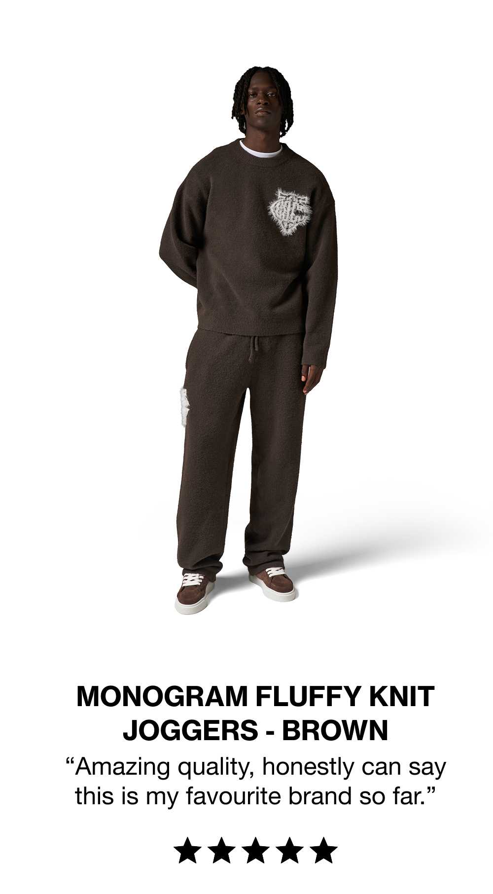 MONOGRAM FLUFFY KNIT JOGGERS