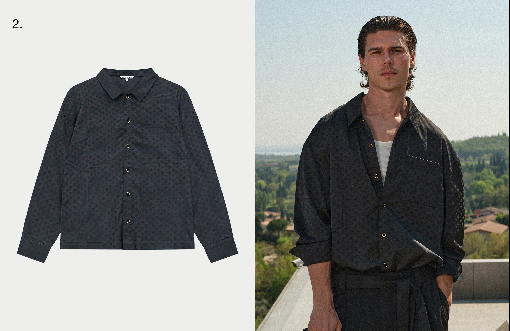 SATIN JACQUARD LONG SLEEVE SHIRT