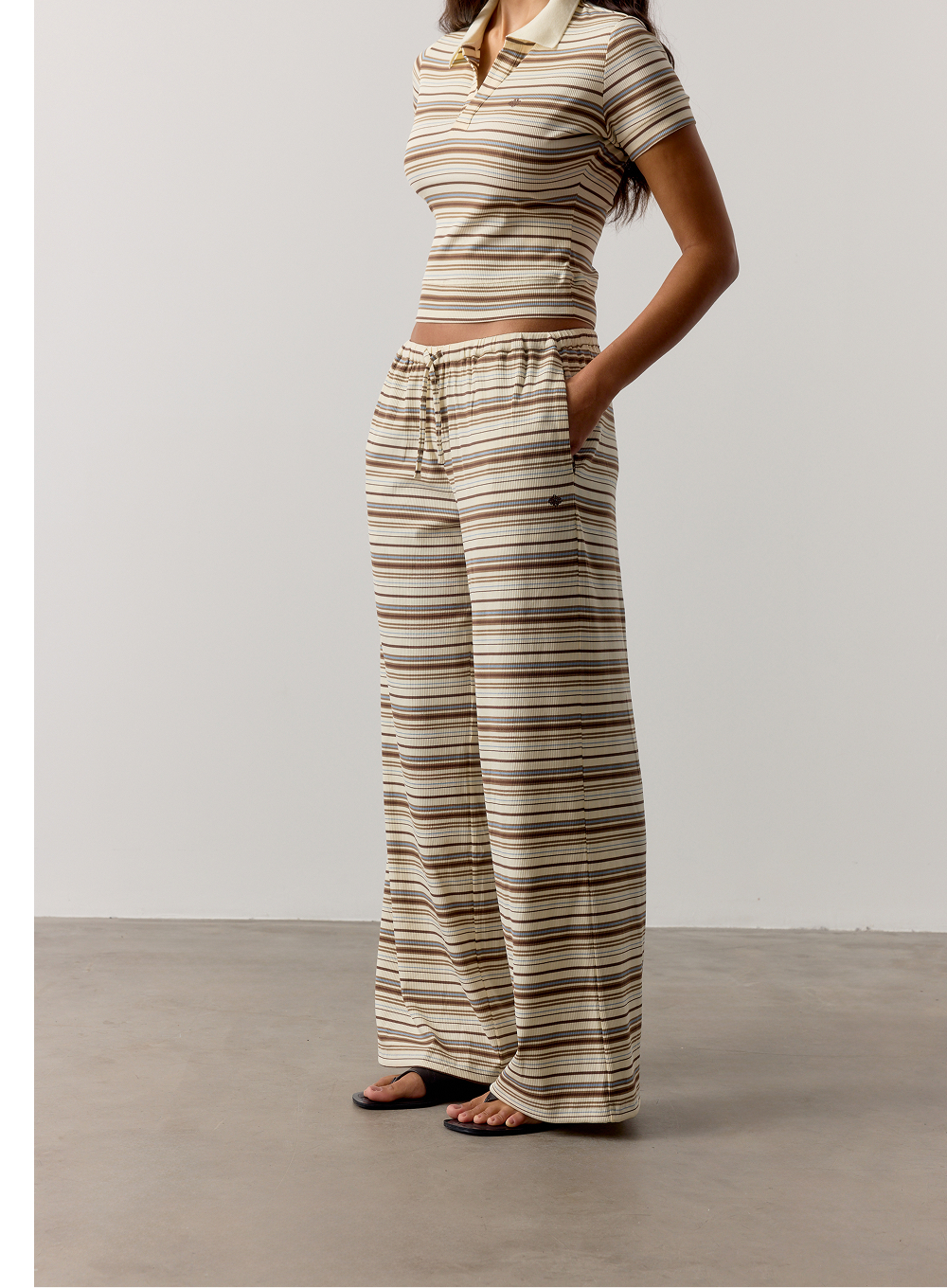 STRIPE WIDE LEG TROUSERS