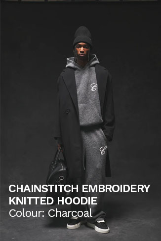 CHAINSTITCH EMBROIDERY KNITTED HOODIE