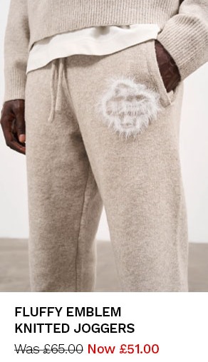 FLUFFY EMBLEM KNITTED JOGGERS