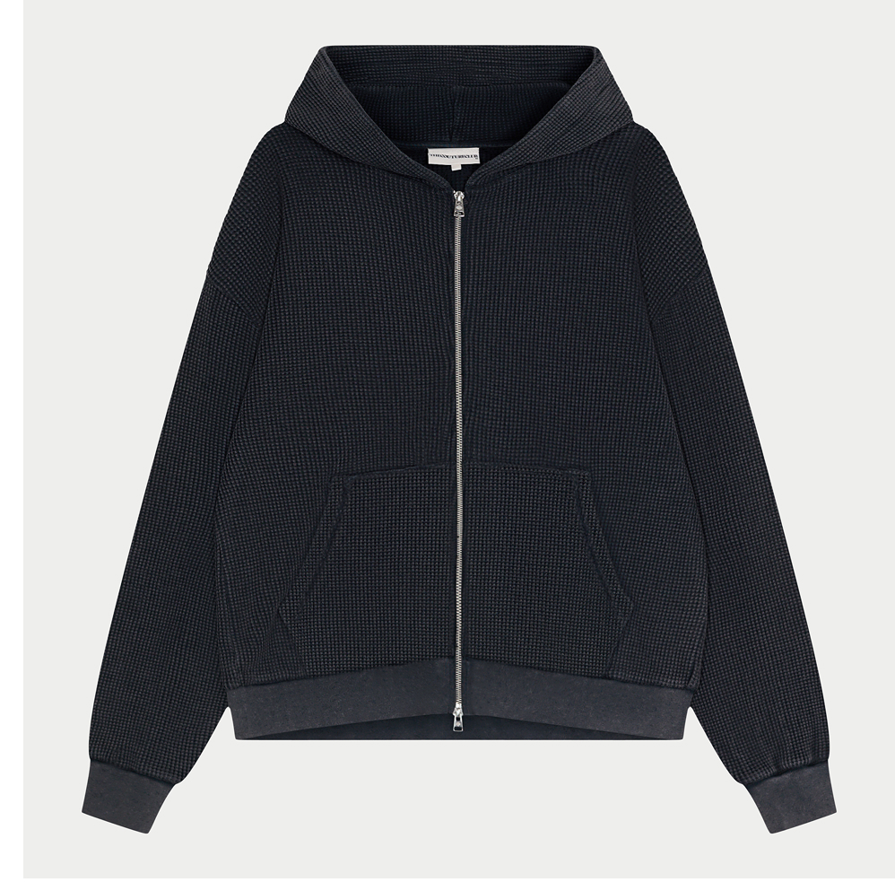 WAFFLE ZIP THROUGH HOODIE