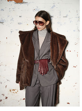 BELTED FAUX FUR HOODED COAT