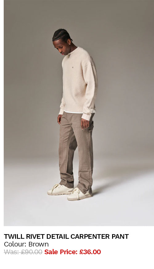 TWILL RIVET DETAIL CARPENTER PANT