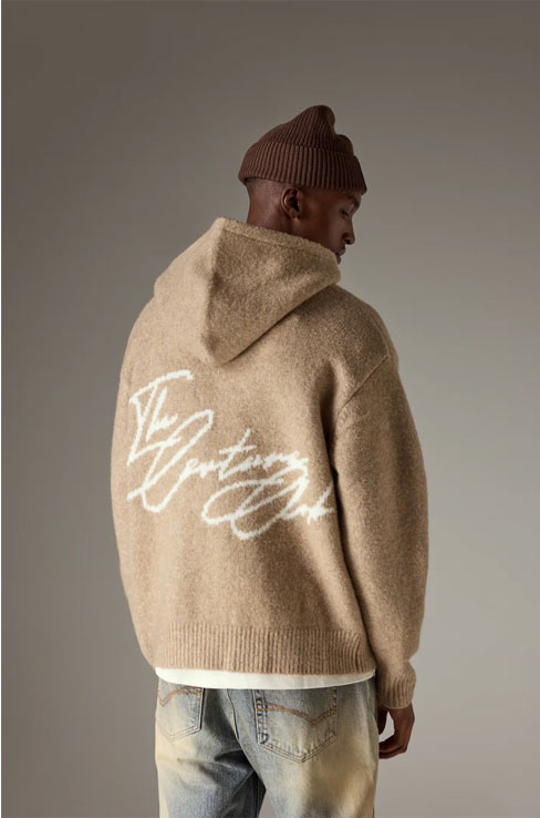 SCRIPT LOGO GRAPHIC KNITTED HOODIE