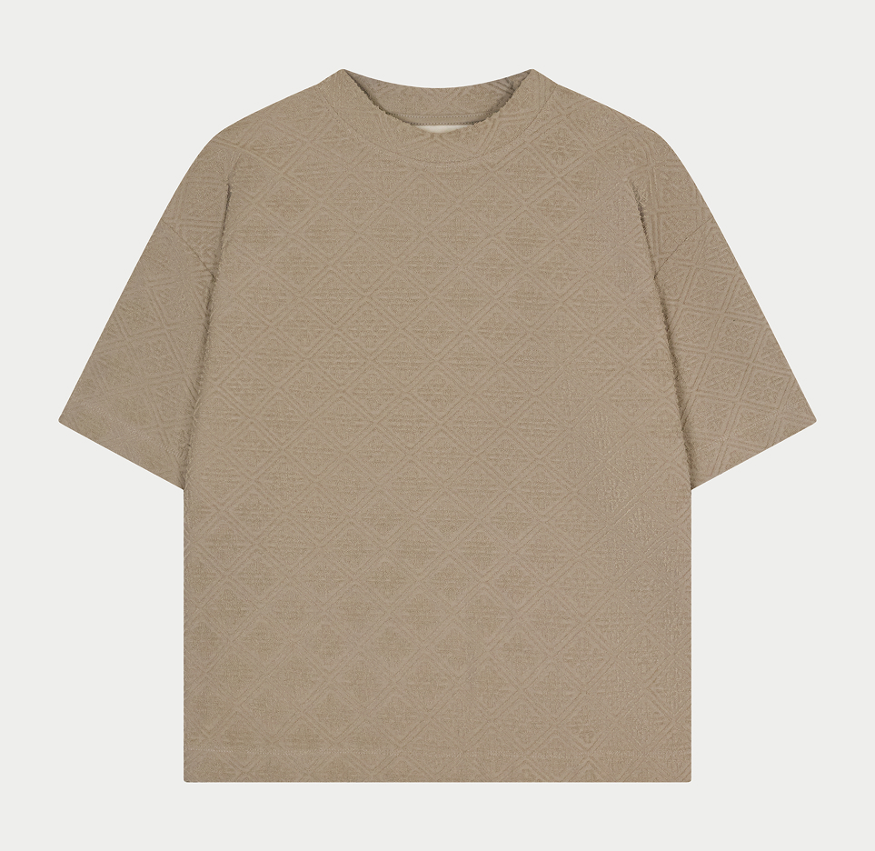 TOWELLING JACQUARD EMBLEM T-SHIRT