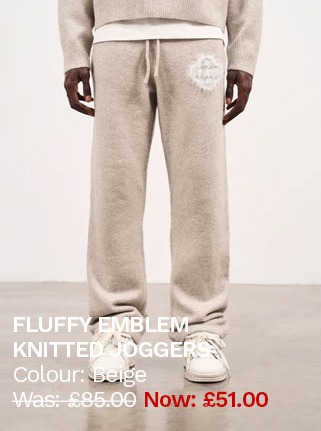 FLUFFY EMBLEM KNITTED JOGGERS