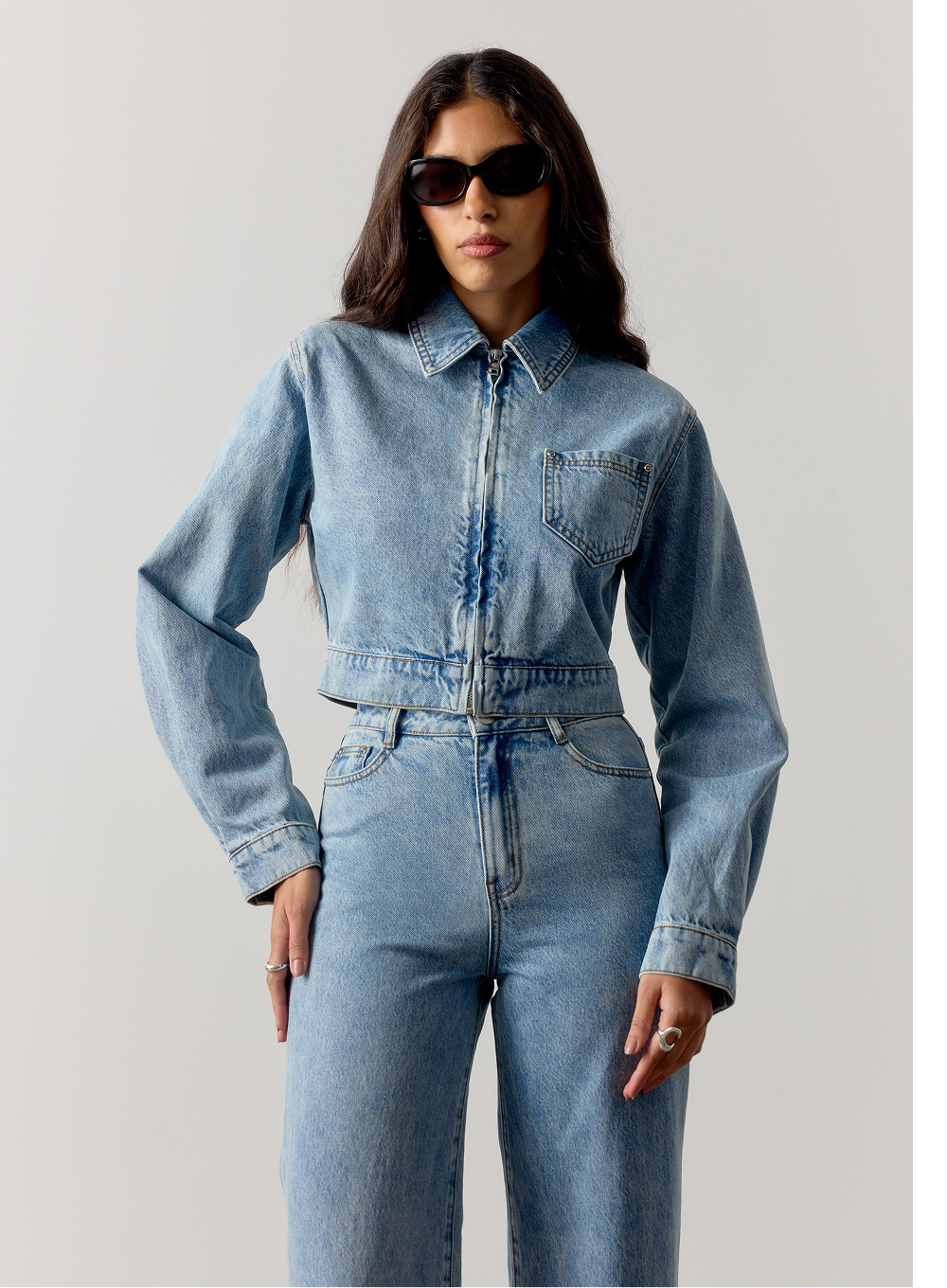 ZIP THROUGH DENIM JACKET