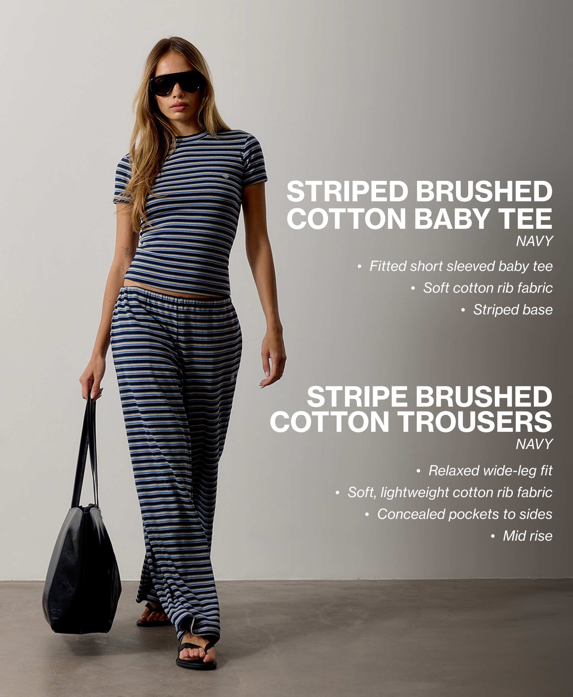 STRIPE BRUSHED COTTON BABY TEE