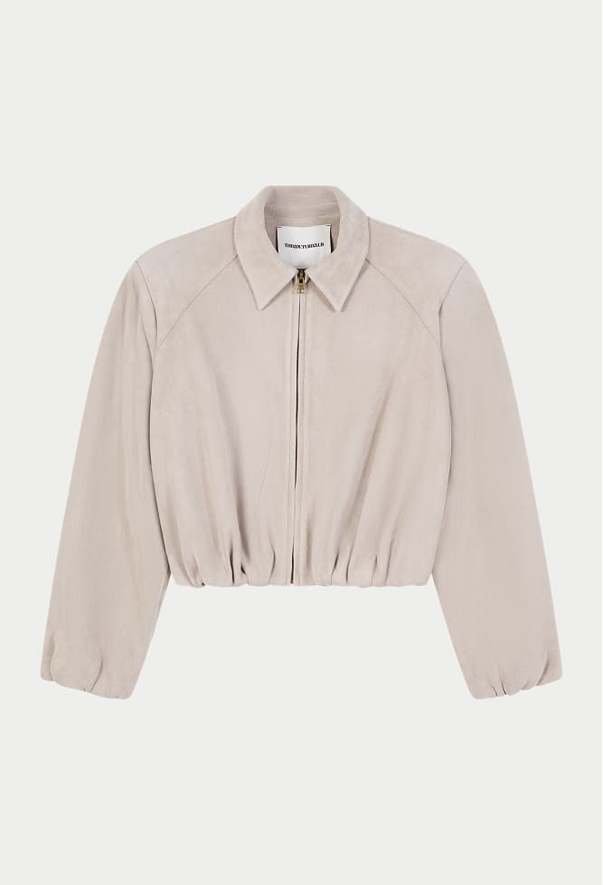 BALLOON HEM FAUX SUEDE JACKET