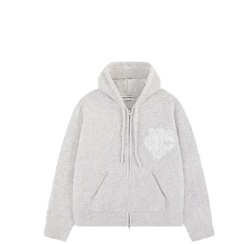MONOGRAM FLUFFY KNIT ZIP THROUGH HOODIE