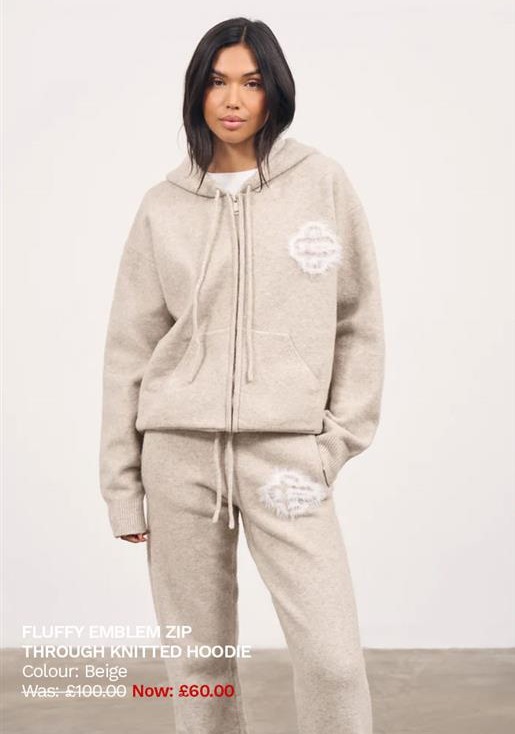 FLUFFY EMBLEM ZIP THROUGH KNITTED HOODIE