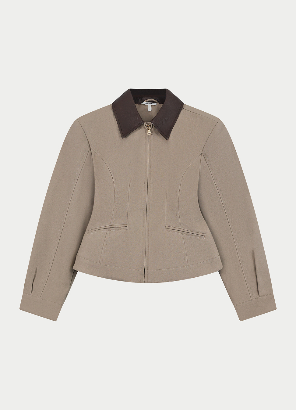 CONTRAST COLLAR CINCHED WAIST JACKET