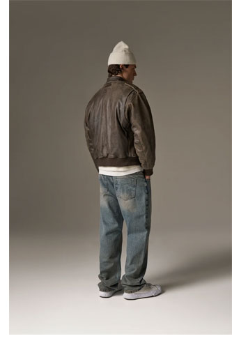 DISTRESSED LEATHER BOMBER JACKET