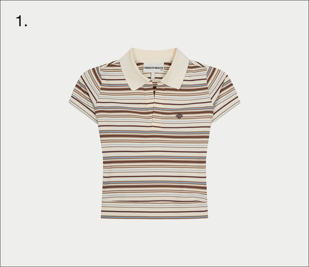 STRIPE SHORT SLEEVE POLO TOP