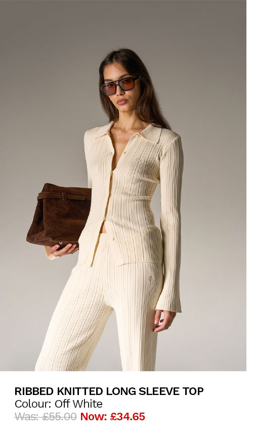 RIBBED KNITTED LONG SLEEVE TOP