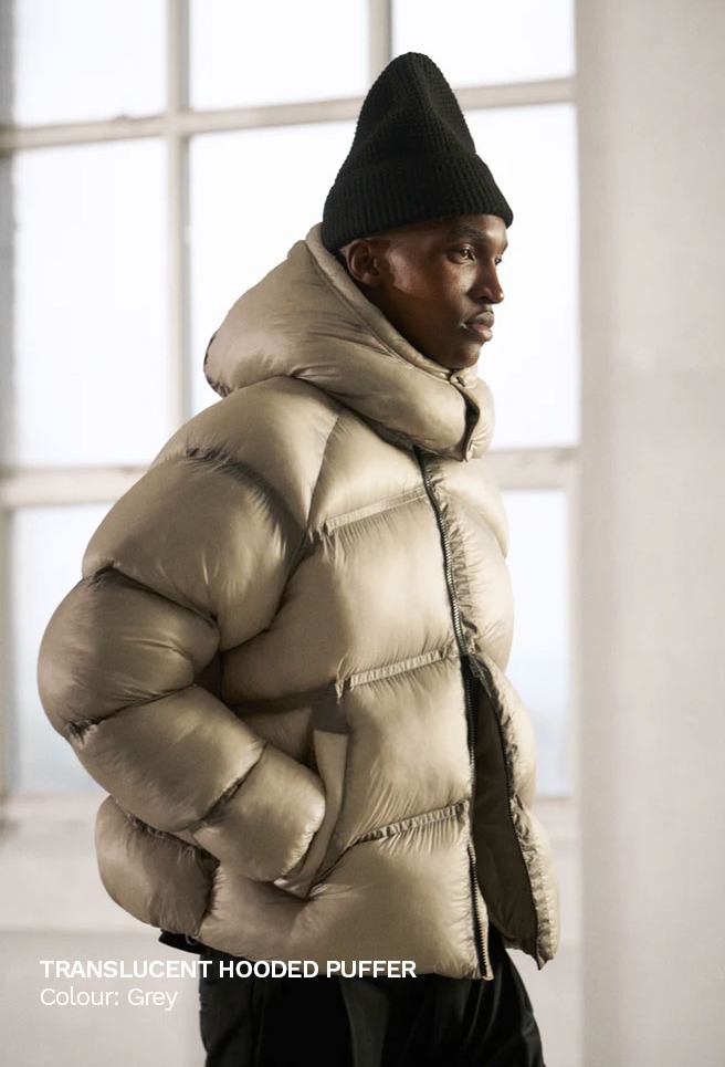 TRANSLUCENT HOODED PUFFER