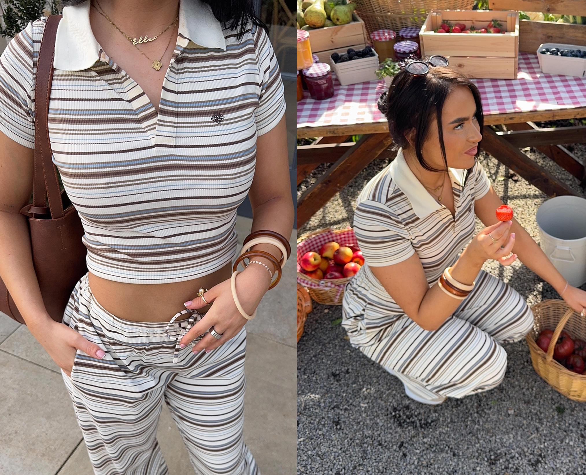 STRIPE SHORT SLEEVE POLO TOP