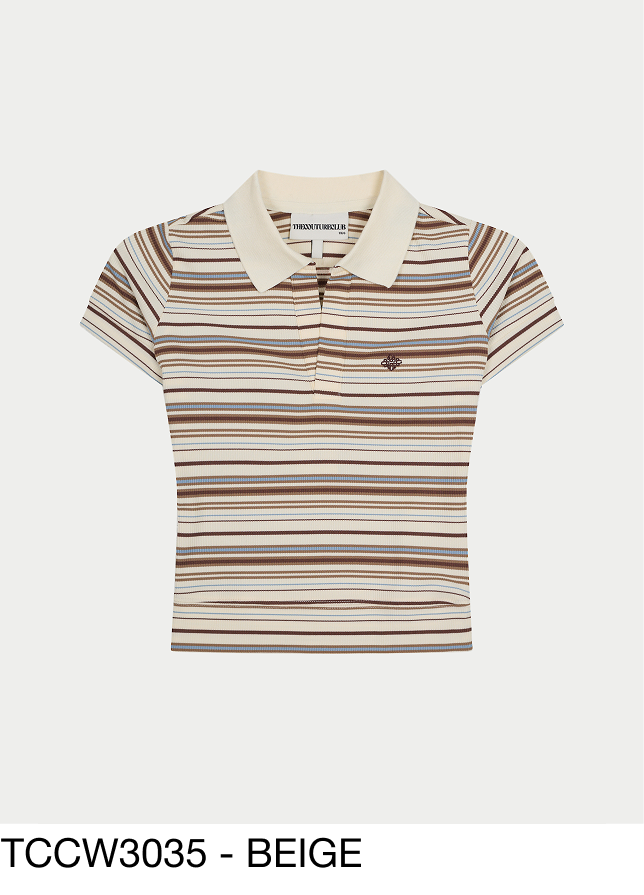 STRIPE SHORT SLEEVE POLO TOP