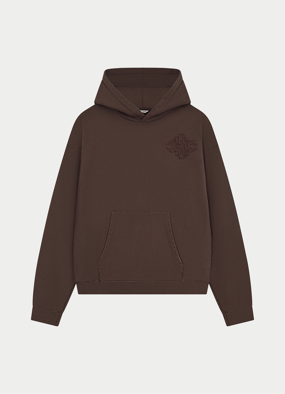 DISTRESSED EMBLEM APPLIQUE HOODIE