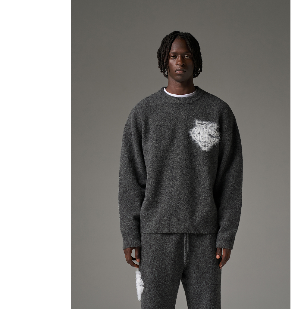 MONOGRAM FLUFFY KNIT CREW