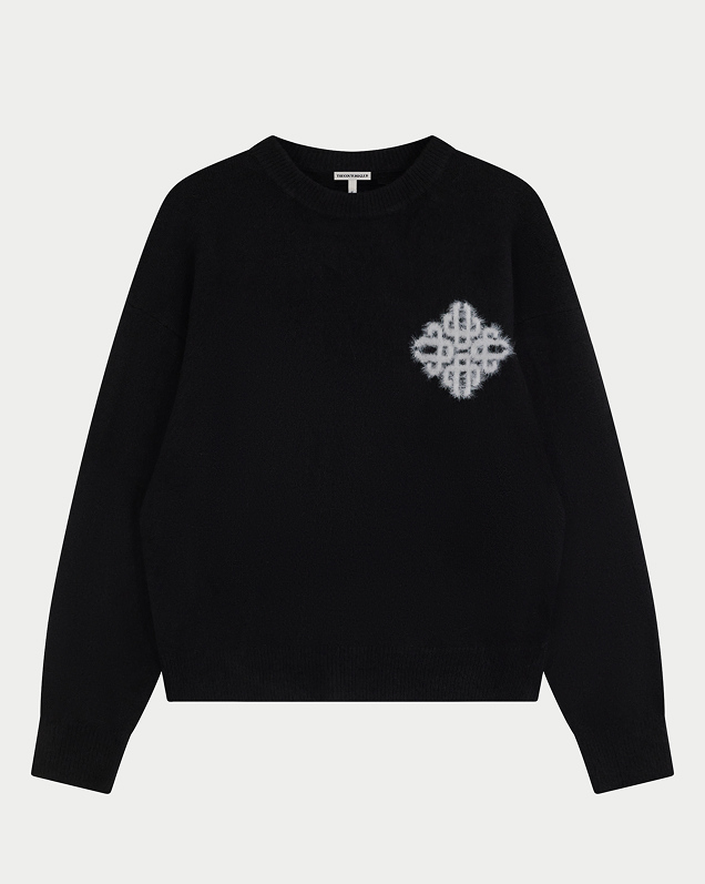 EMBLEM FLUFFY KNIT CREW