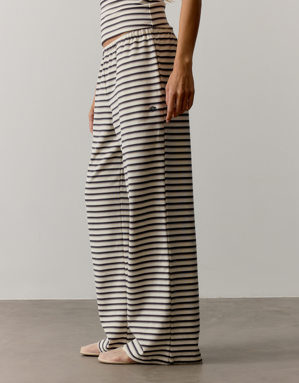 STRIPE BRUSHED COTTON TROUSERS