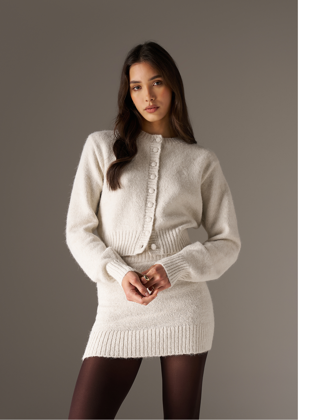 EMBLEM EMBROIDERED KNIT CROP CARDIGAN