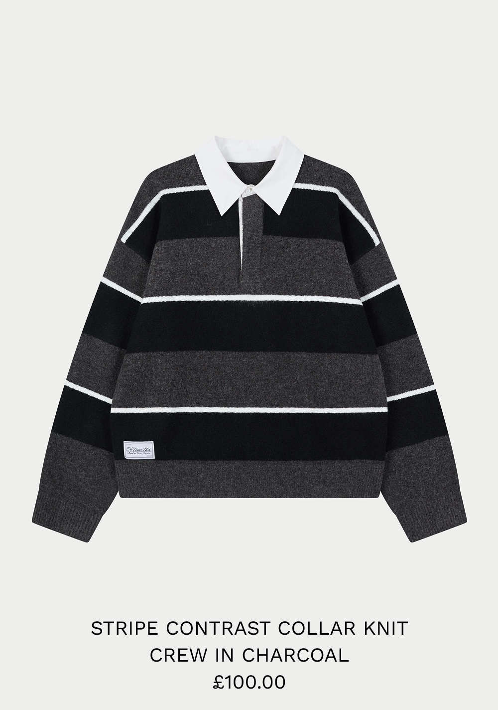 STRIPE CONTRAST COLLAR KNIT CREW