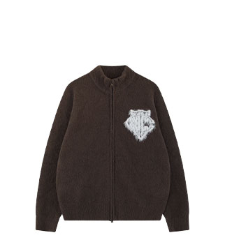 MONOGRAM FLUFFY KNIT ZIP THROUGH